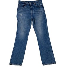 Levi's Premium 501 Men's W32 L31 Button Fly Blue Jeans Distressed Denim Big E