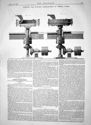 Alter Druck 1865 Whitley Bower Manufaktur Rad Reifen Leeds Bower Hunslet 19.