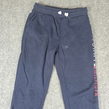 Tommy Hilfiger Navy Blue Joggers Pants Kids M 10 12 Logo Striped Drawstring