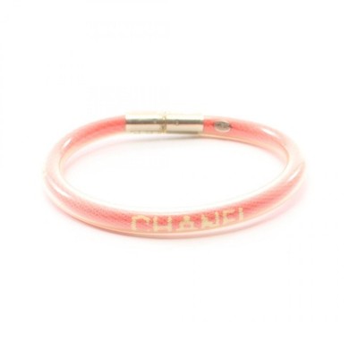 CHANEL Sport Line Logo Tube Bangle Bracelet rubber Pink Used Women
