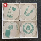 Set Of 12 Gin Coasters Drinks Alcohol Style Place Cork Mats Round Cups D5.3