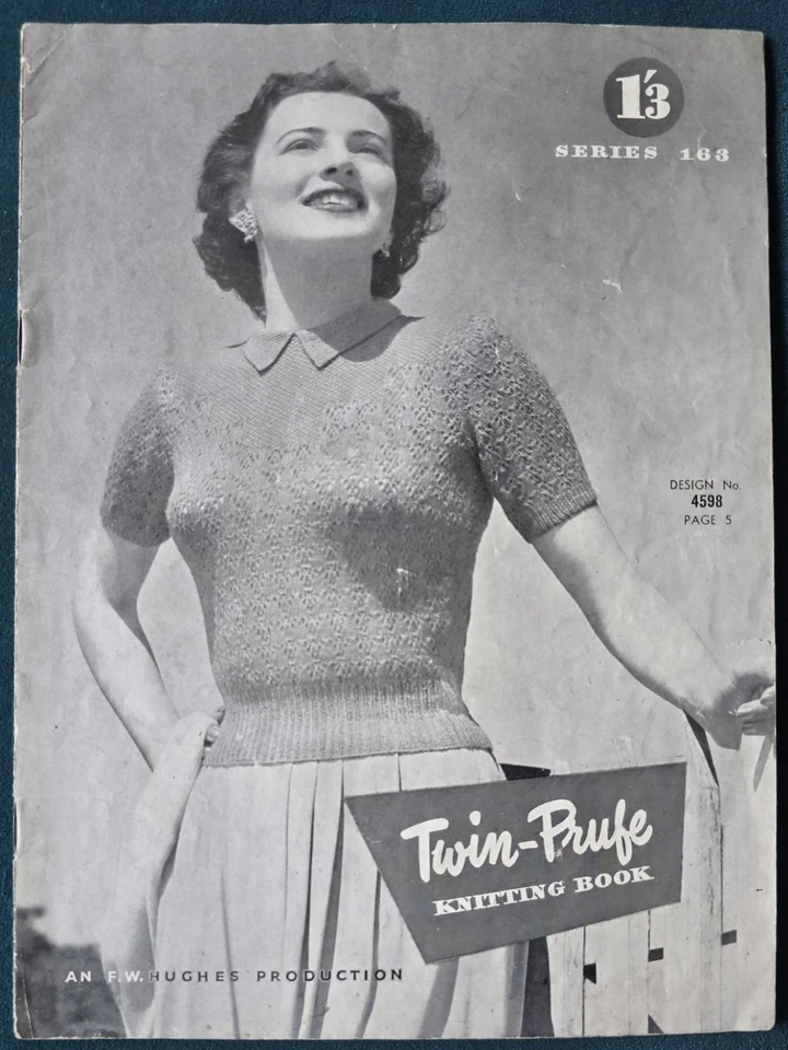 1940s Mesh Eyelet Lace Summer Chevron Diamond Twinprufe 163 Knitting Pattern - image 2 of 4