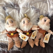 Vintage Disney Snow White Dwarf Plush   Doc Bean Bag Set of 3, With Tags 