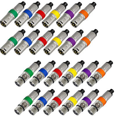 24Pack XLR 3pin Male Plug and Female Connector Fine Nickel plated with 24K Gold