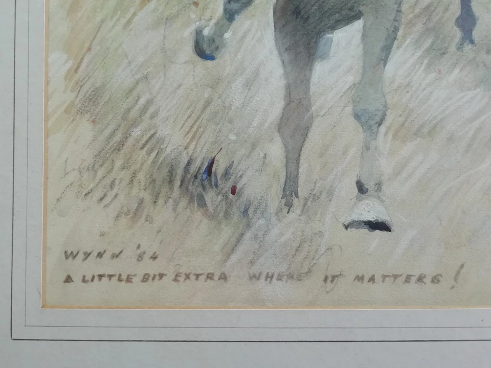 KENNETH JAMES WYNN 1922-2009 EQUESTRIAN WATERCOLOUR ON BOARD SIGNED & DATED 1984 - Image 4 of 4