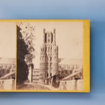 Ely Stereoview um 1870 Echtfoto Cambridge mittelalterliche Kathedrale viktorianische Studie