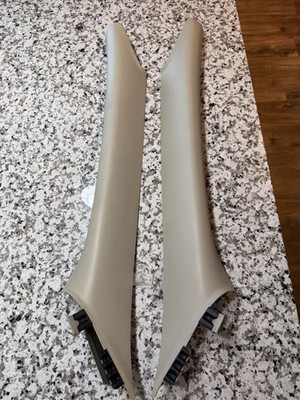 04-09 Volvo S60 V70 XC70 Pair Tan Beige Plastic A-Pillar Trim Left Right Front