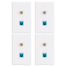 4 PCS Ethernet Coax Wall Plate CAT6 Keystone Coupler 3GHz F Type Port Jack