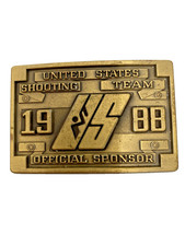 Vintage 1988 US Olympics Shooting Team XXIV Olympiad Brass Belt Buckle