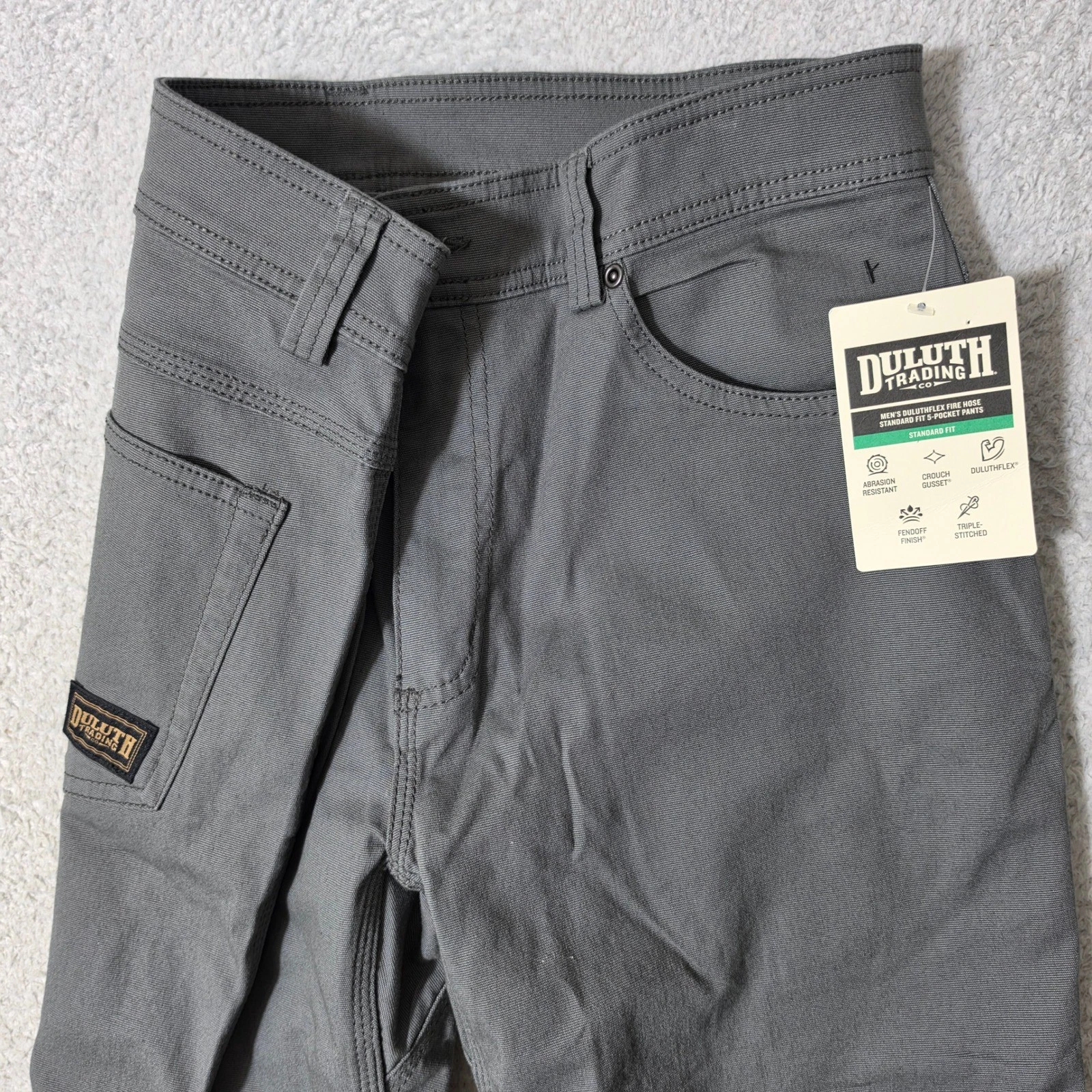 NEW! Duluth Trading Co Pants Mens 34/30 Gray DuluthFlex Fire Hose Stretch
