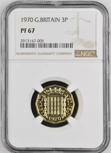 1970 Great Britain Three Pence Proof NGC PF 67