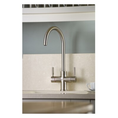 Abode Pro Brushed Nickel 3 in1 Swan Spout Kitchen Tap Filter  