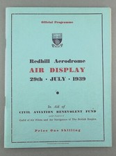 REDHILL AERODROME AIR DISPLAY 1939 OFFIZIELLES PROGRAMM