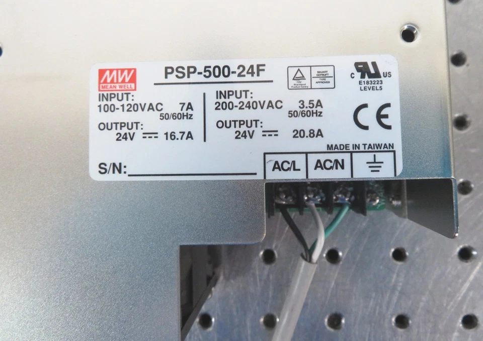 Fuente de alimentación CC C198277 Mean Well PSP-500-24F (100-240VAC, 24VDC, 16.7A/20.8A) Foto 4 de 4