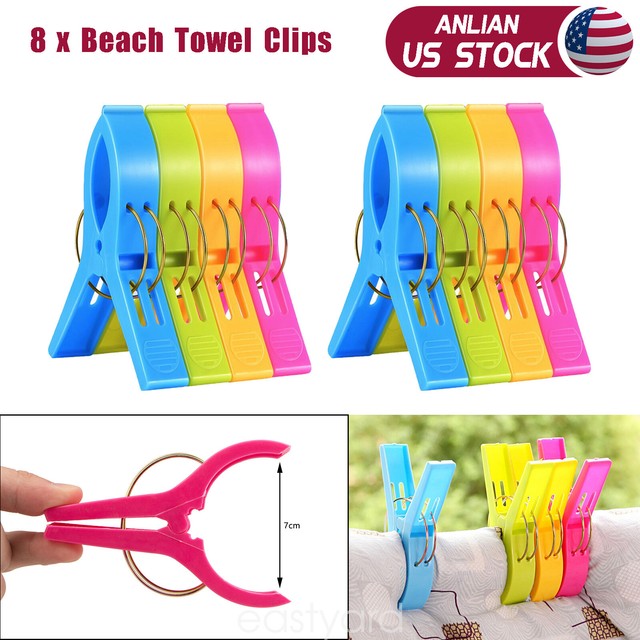 8Pcs Beach Chair Towel Clips Large Sunbed Pegs Lounger Holder Clamps