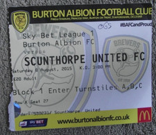 2015-16 Burton Albion v Scunthorpe United   -  League 1 -  Ticket Stub