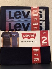 Levi's Boys 2 Pack Crew Short Sleeve T-Shirts Size 7/8 - Blue