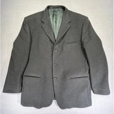 Mila Schon Blue Mens Wool Cashmere 58 Military Green Blazer Tweed Jacket ITALY