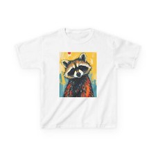 Kids Heavy Cotton Cute Raccoon Tee