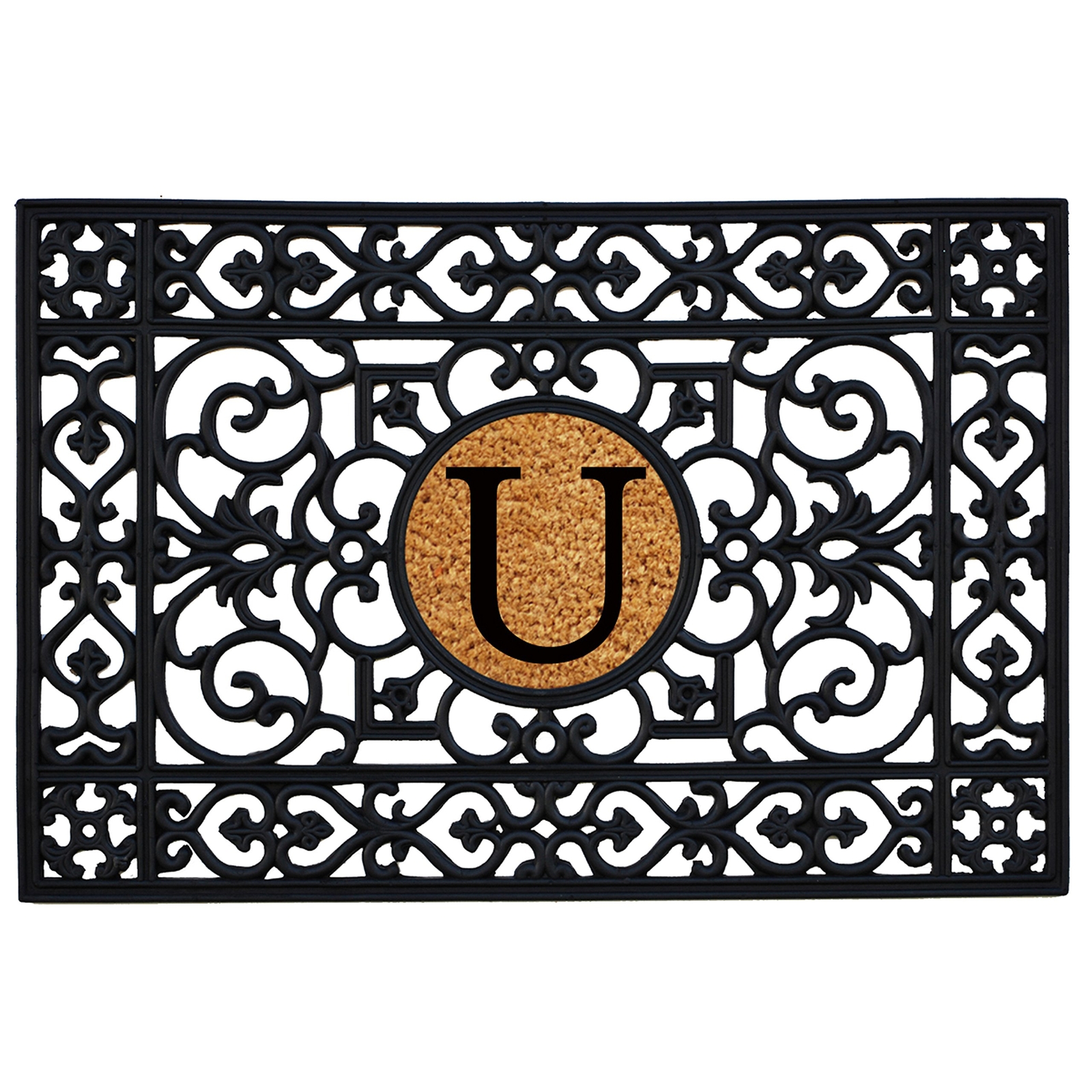 160012436U Custom Rubber Monogram Doormat 2x3 Feet with Letter U Design