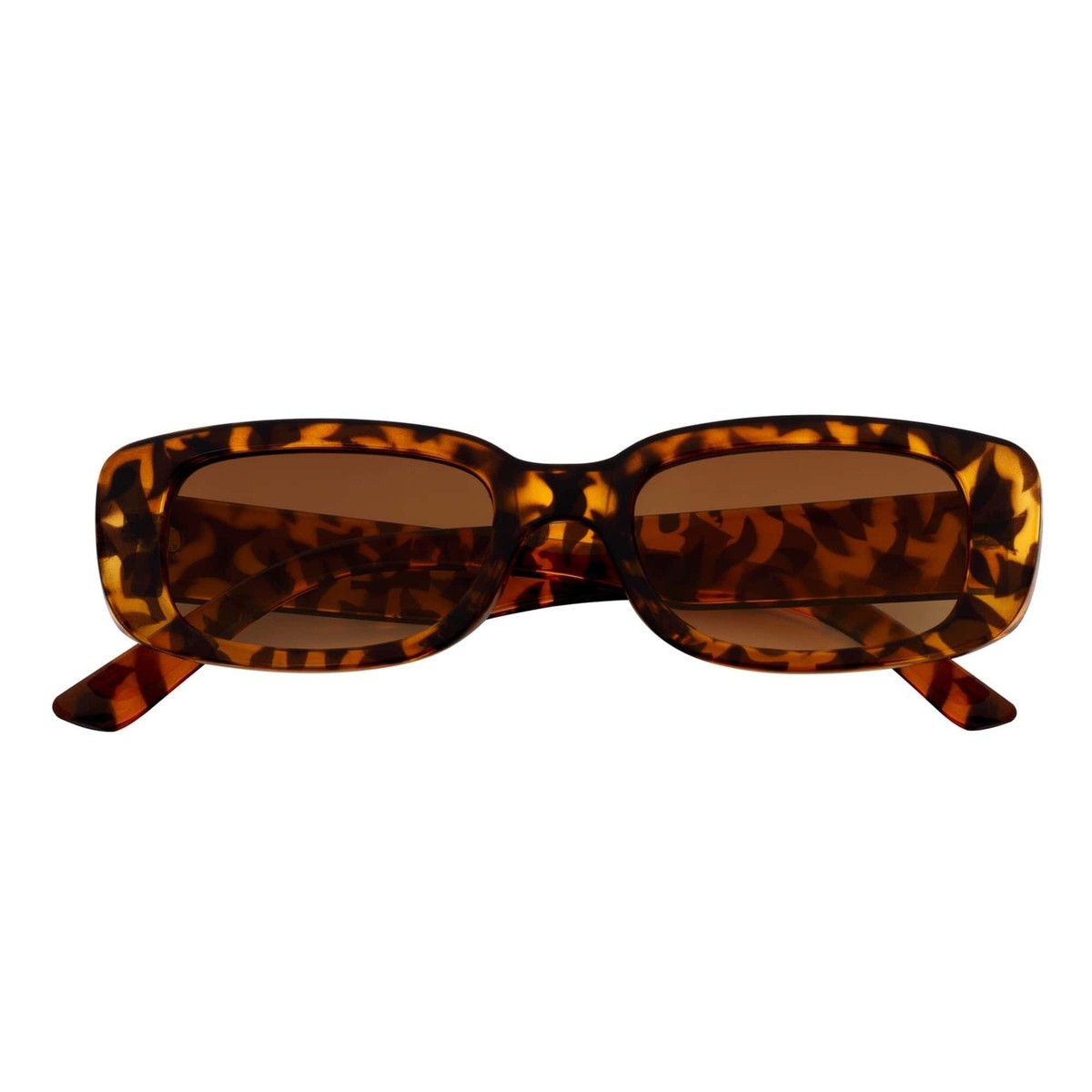 SLIM - Retro 90s Slim Small Rectangle Sunglasses Tortoise 