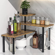 3-Tier Adjustable Corner Shelf, Kitchen Bathroom Spice Rack Countertop Organizer