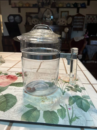 VINTAGE PYREX FLAMEWARE 6 CUP COFFEE  TALL POT & LID ONLY-CLEAN