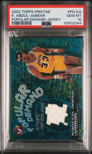 2002-03 Topps Pristine Kareem Abdul Jabbar Game Used Jersey PSA 10 #PD ...