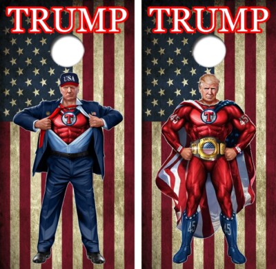 Trump / Superman Trump Cornhole Board Wrap LAMINATED Decal Vinyl