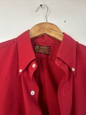 Vintage 70s Sears Kings Road Shirt Adult 15.5" Perma Prest Red Button Up