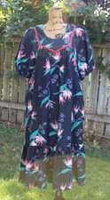 Made in Hawaii Black Multi Floral Birds of Paradise MuuMuu Dress Women's L/XL