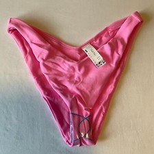 Asos Design V Front Bikini Bottom Womens Size 10 Pink Stretch Hipster High Leg