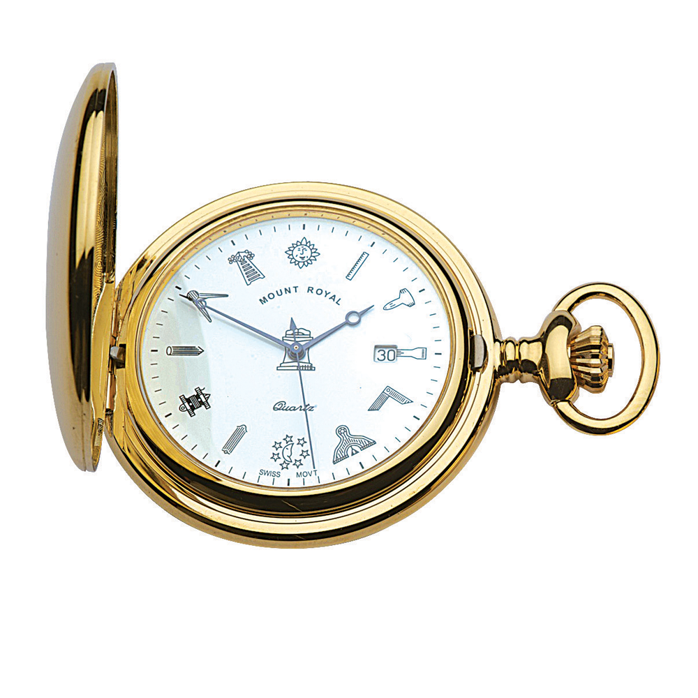 Gold Plated Masonic Pocket Watch by Mount Royal Model G411PQ - Main Image