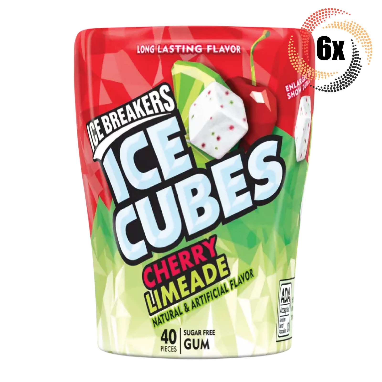 кубики льда со вкусом вишневого лайма в 6 бутылочках | по 40 штук в бутылке