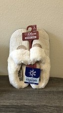 Womens Bed Slippers with Fur Dluxe by Dearfoams Memory Foam Size L / 9-10 NEW