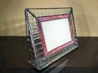 Vtg Tiffany Style Desk/table Top/shelf Stained Glass Picture Frame 9.5”x7” Total