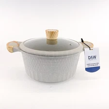 D&W Deane & White Premium Casserole 9.5” Inch Stock Pot  With Lid Cookware Beige