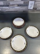 Set Of 7 International China Happy To All A Good Night Christmas Story Saucers