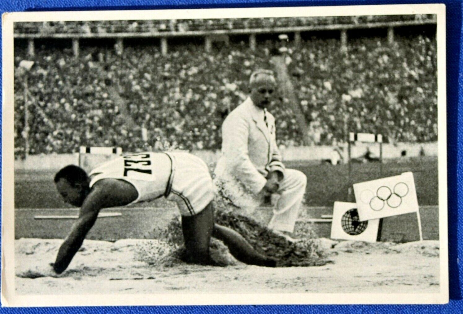 11921 Igrzyska Olimpijskie 1936 Karta olimpijska, skok w dal 8m Jesse Owens USA Zdjęcie kolekcjonerskie # 57