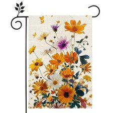 Fall Floral Garden Flag for Outside 12x18 Inch Double Sided Burlap