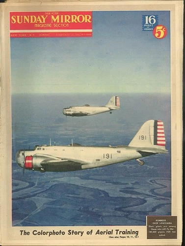 NEW YORK SUNDAY MIRROR Aerial Training; New Jersey Riviera 2/15 1942