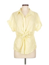 Marc New York Andrew Marc Women Yellow Short Sleeve Blouse L