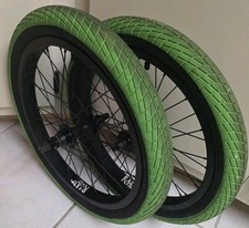 Rant 18.inch Wheel Set Old Mid New School Bmx Rims 36 Spoked Tires Tubes Green Rant 18.inch Wheel Set Old Mid New School Bmx Rims 36 Spoked Tires Tubes Green