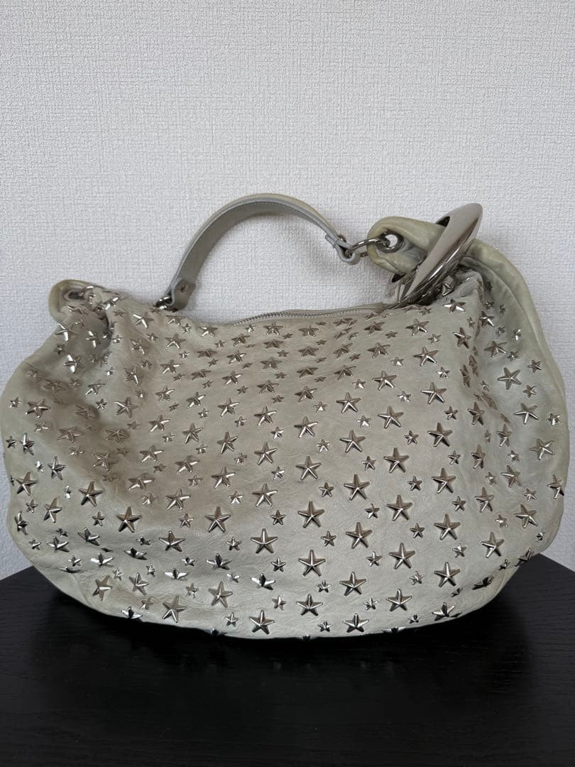 バッグ Jimmy Choo Studded Leather Shoulder Bag JIMMY CHOO Star Studs Leather Hand Crossbody Bag Women Pearl Gray