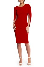 NEW BETSY  ADAM Cape Sleeve Crepe Sheath DRESS Size 12 200 RED NORDSTROM