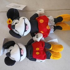 Vintage Disney 1930s Mickey Minnie Mouse Bean Bag Plush 2pc Lot 1990s With Tags