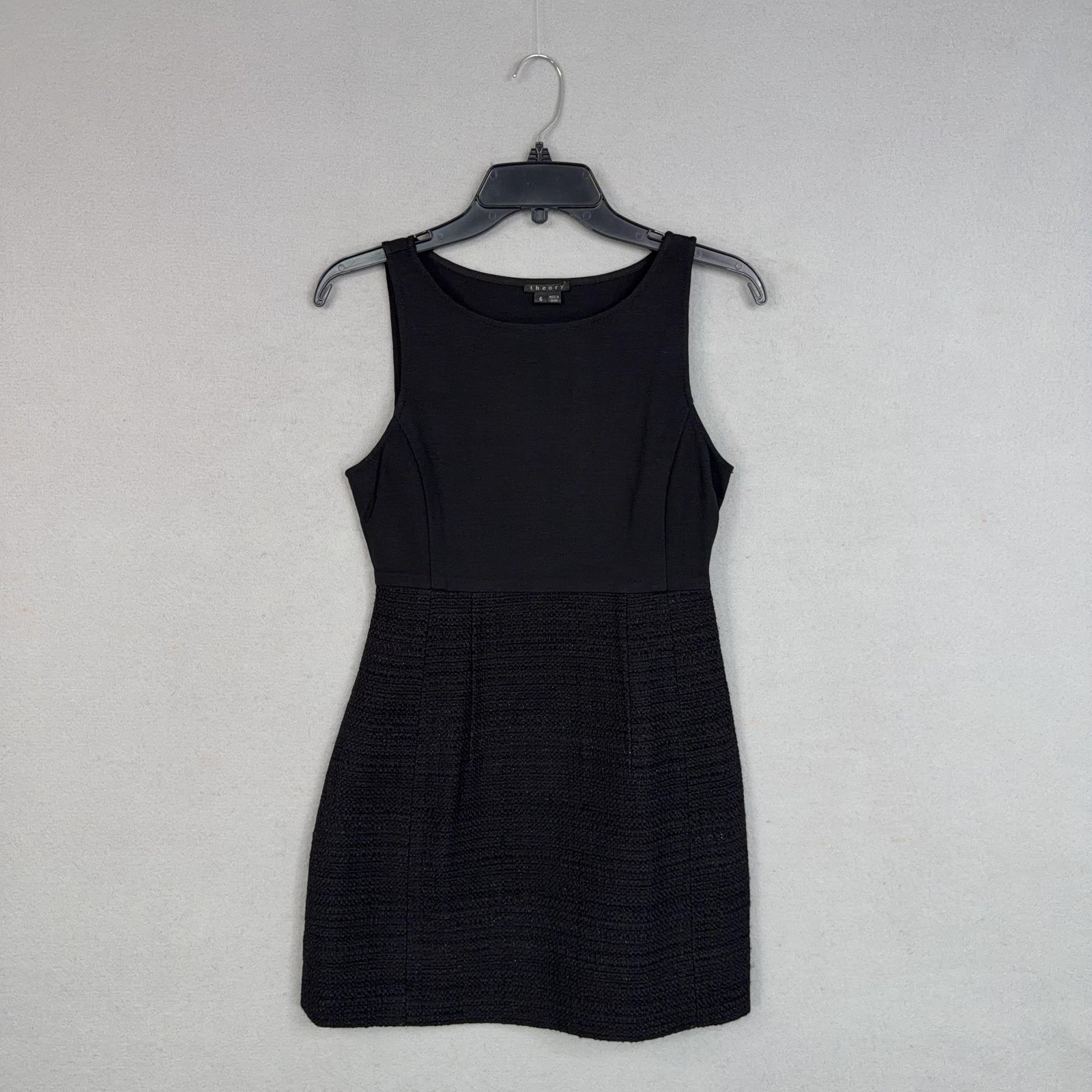 Theory Dress Womens 6 Black Sleeveless Textured Mini Classic Office Evening LBD