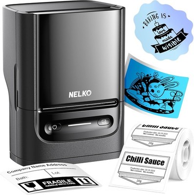 Nelko Label Maker Machine with Tape, PM220 Bluetooth Label Printer Black  New 