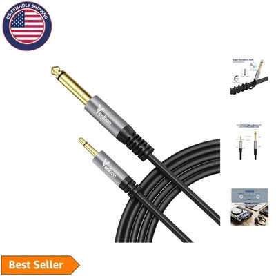 6FT 3.5mm to 6.35mm Audio Adapter Cable - Gold-Plated Mono Male Connectors