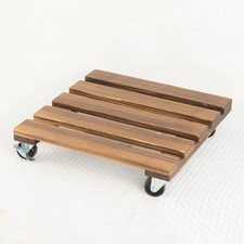 New Plant Pot Caddy Mover Wooden Trolley Stand Wheel Garden Planter Heavy Duty L